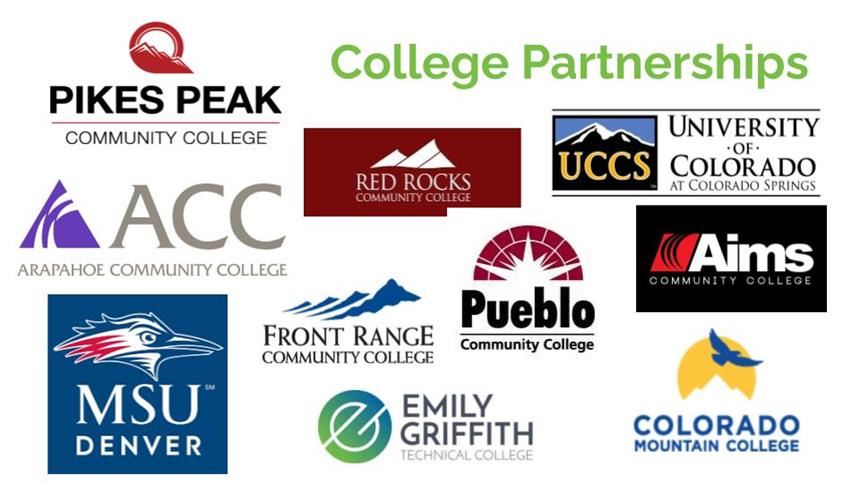 Picture collection of logos from Colorado colleges 